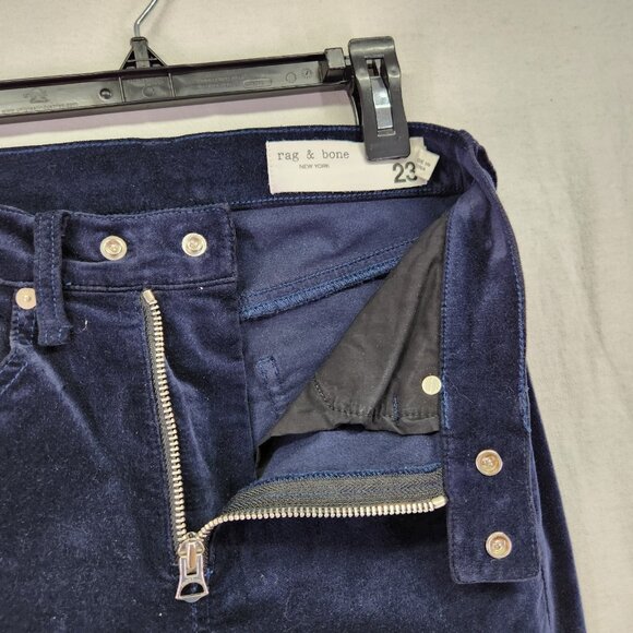 Rag & Bone Velvet Skinny Jeans Women’s 23 Blue Zip Up Pants Slim Straight - Picture 6 of 11
